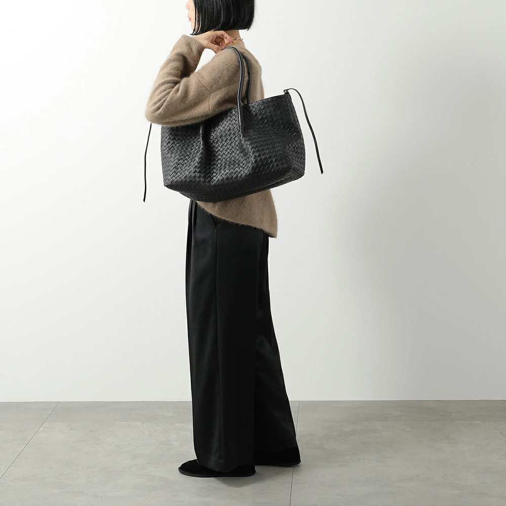 BOTTEGA VENETA Pinacoteca Tote Bag Intrecciato Leather Reversible BLACK